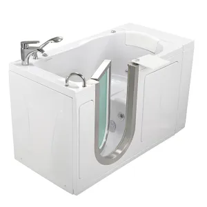 Ella Peitite 28"x52" Acrylic Hydro Massage Walk-In Bathtub with Left Inward Swing Door, 2 Piece Fast Fill Faucet, 2" Dual Drain
