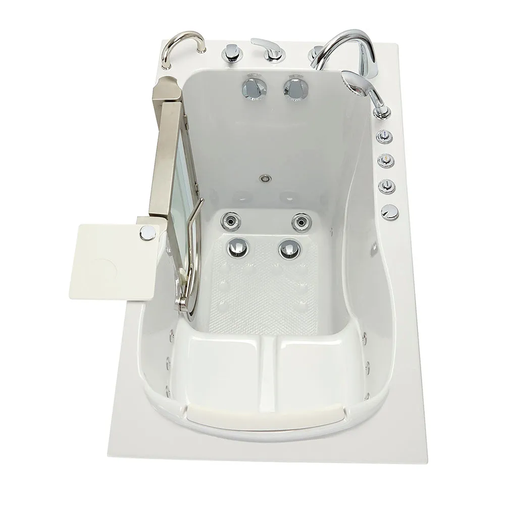Ella Peitite 28"x52" Acrylic Hydro Massage Walk-In Bathtub with Left Inward Swing Door, 5 Piece Fast Fill Faucet, 2" Dual Drain