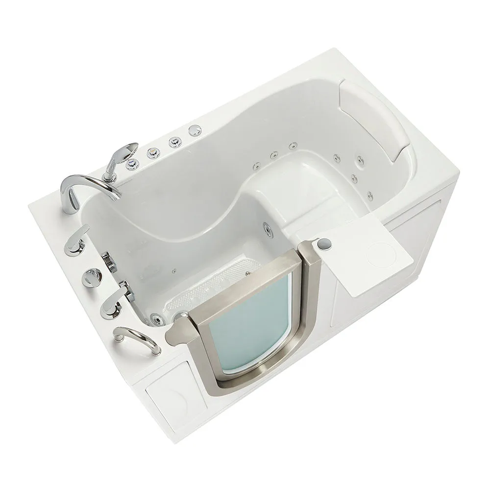 Ella Peitite 28"x52" Acrylic Hydro Massage Walk-In Bathtub with Left Inward Swing Door, 5 Piece Fast Fill Faucet, 2" Dual Drain