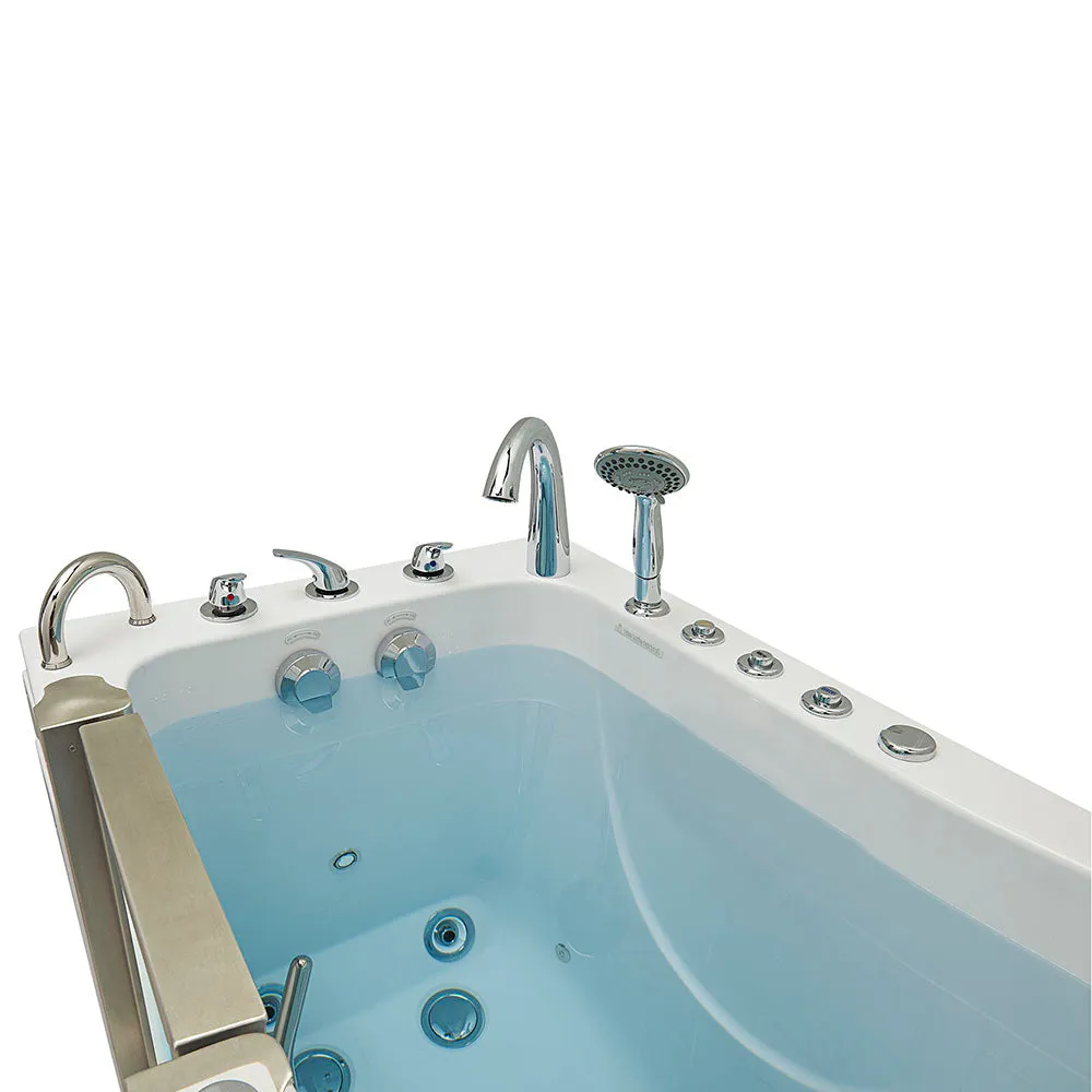 Ella Peitite 28"x52" Acrylic Hydro Massage Walk-In Bathtub with Left Inward Swing Door, 5 Piece Fast Fill Faucet, 2" Dual Drain