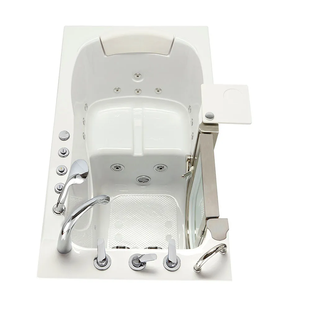 Ella Peitite 28"x52" Acrylic Hydro Massage Walk-In Bathtub with Left Inward Swing Door, 5 Piece Fast Fill Faucet, 2" Dual Drain