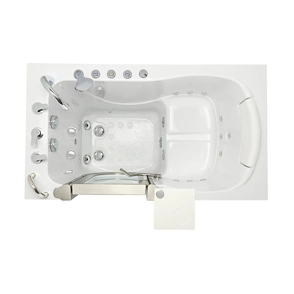 Ella Peitite 28"x52" Acrylic Hydro Massage Walk-In Bathtub with Left Inward Swing Door, 5 Piece Fast Fill Faucet, 2" Dual Drain