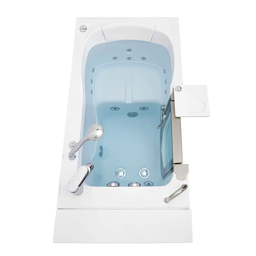 Ella Peitite 28"x52" Acrylic Hydro Massage Walk-In Bathtub with Left Inward Swing Door, Heated Seat, 2 Piece Fast Fill Faucet, 2" Dual Drain