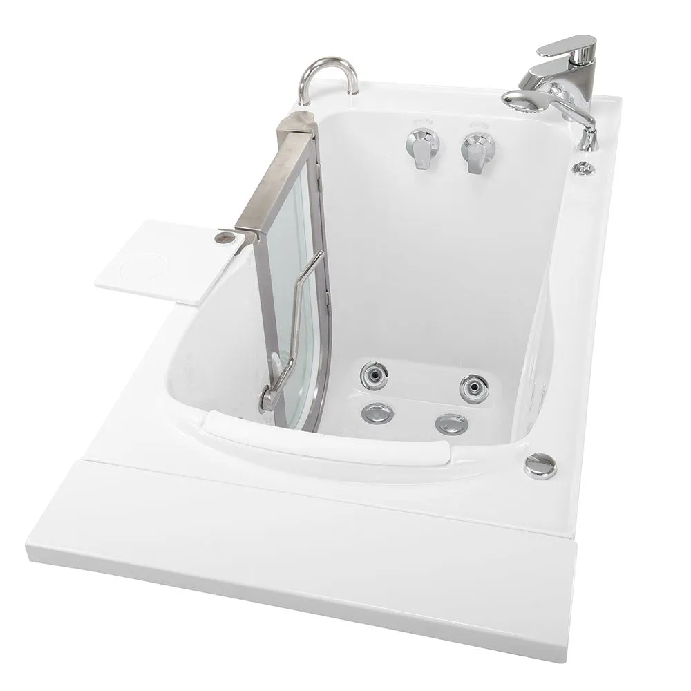 Ella Peitite 28"x52" Acrylic Hydro Massage Walk-In Bathtub with Left Inward Swing Door, Heated Seat, 2 Piece Fast Fill Faucet, 2" Dual Drain