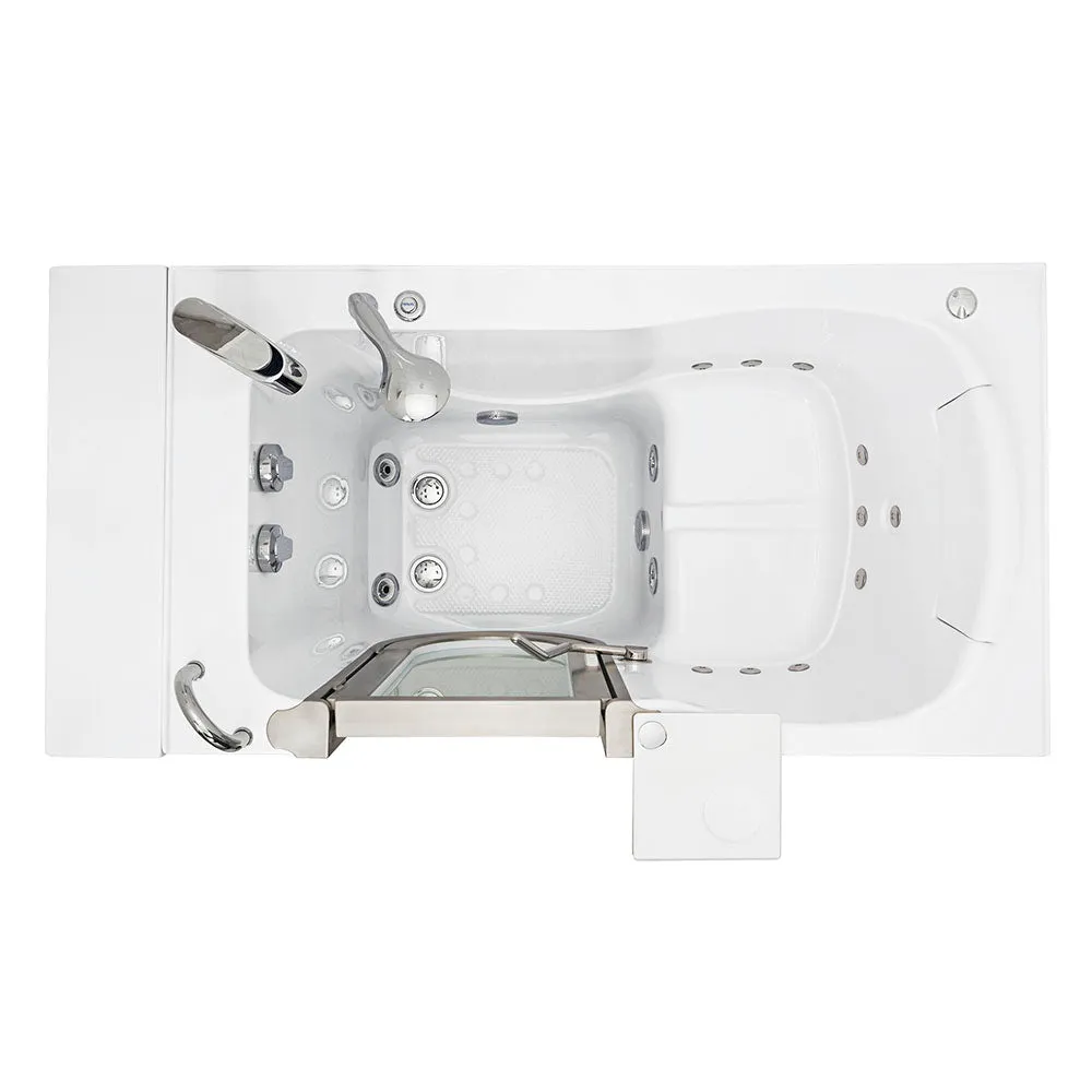 Ella Peitite 28"x52" Acrylic Hydro Massage Walk-In Bathtub with Left Inward Swing Door, Heated Seat, 2 Piece Fast Fill Faucet, 2" Dual Drain