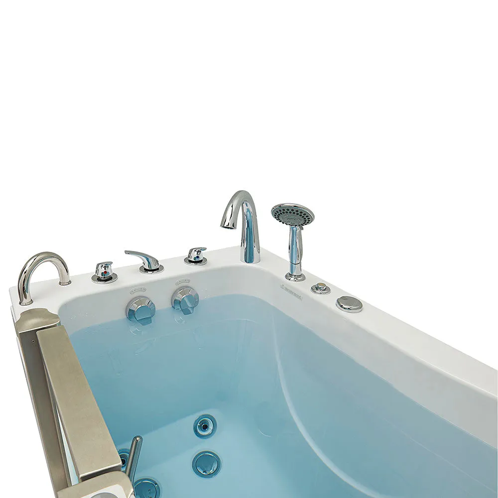 Ella Peitite 28"x52" Acrylic Hydro Massage Walk-In Bathtub with Left Inward Swing Door, Heated Seat, 5 Piece Fast Fill Faucet, 2" Dual Drain