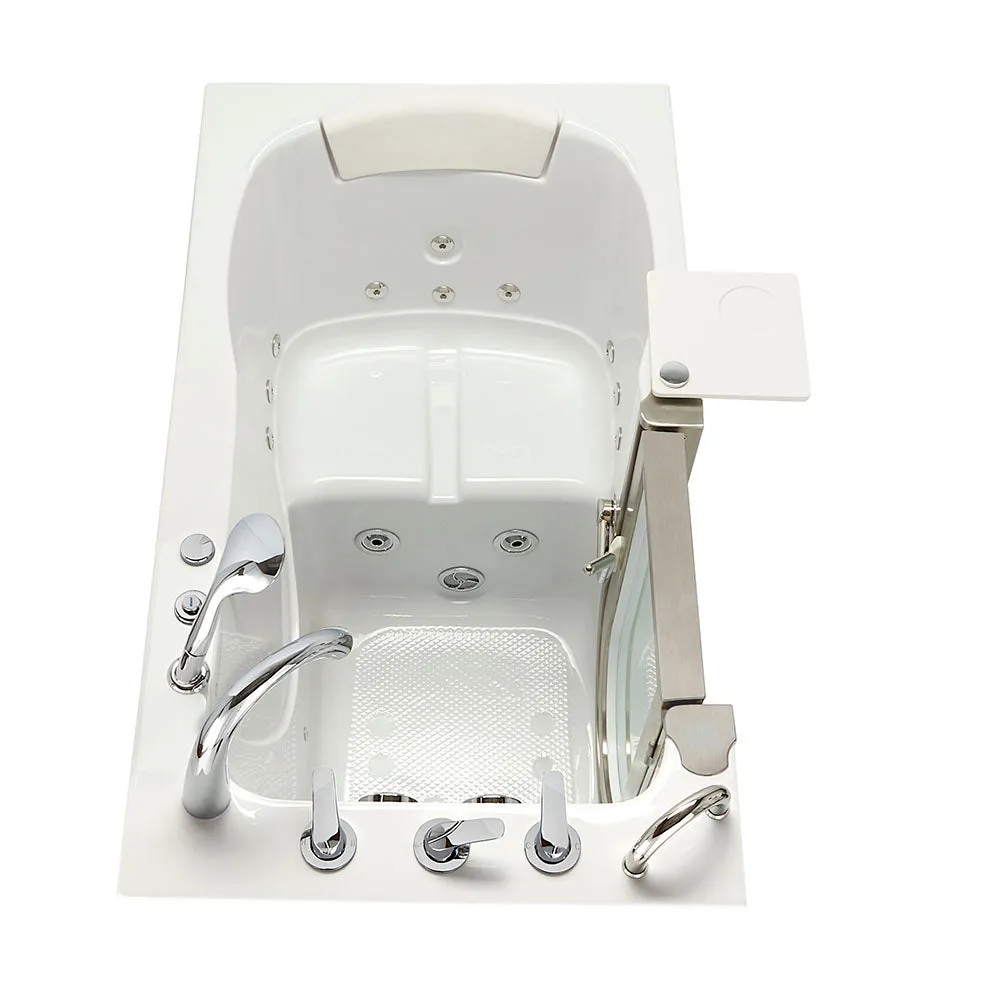 Ella Peitite 28"x52" Acrylic Hydro Massage Walk-In Bathtub with Left Inward Swing Door, Heated Seat, 5 Piece Fast Fill Faucet, 2" Dual Drain