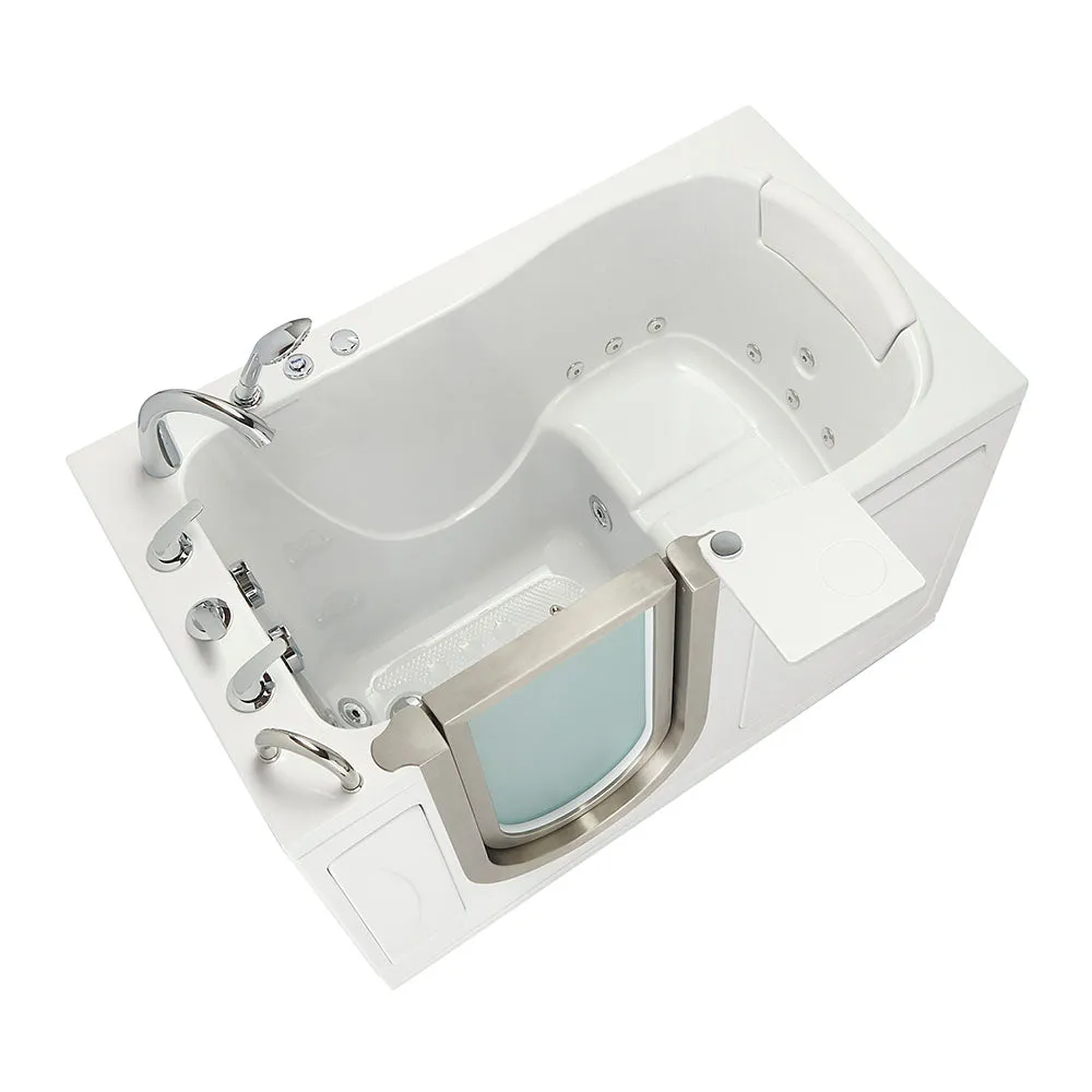 Ella Peitite 28"x52" Acrylic Hydro Massage Walk-In Bathtub with Left Inward Swing Door, Heated Seat, 5 Piece Fast Fill Faucet, 2" Dual Drain