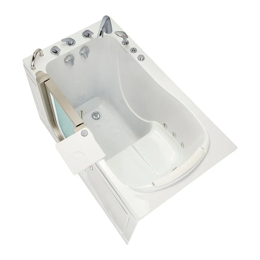 Ella Peitite 28"x52" Acrylic Hydro Massage Walk-In Bathtub with Left Inward Swing Door, Heated Seat, 5 Piece Fast Fill Faucet, 2" Dual Drain