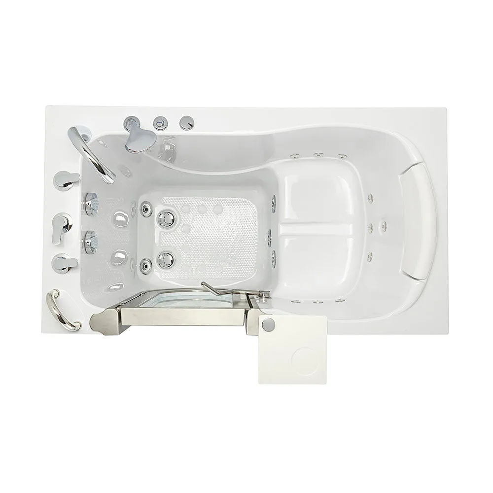 Ella Peitite 28"x52" Acrylic Hydro Massage Walk-In Bathtub with Left Inward Swing Door, Heated Seat, 5 Piece Fast Fill Faucet, 2" Dual Drain
