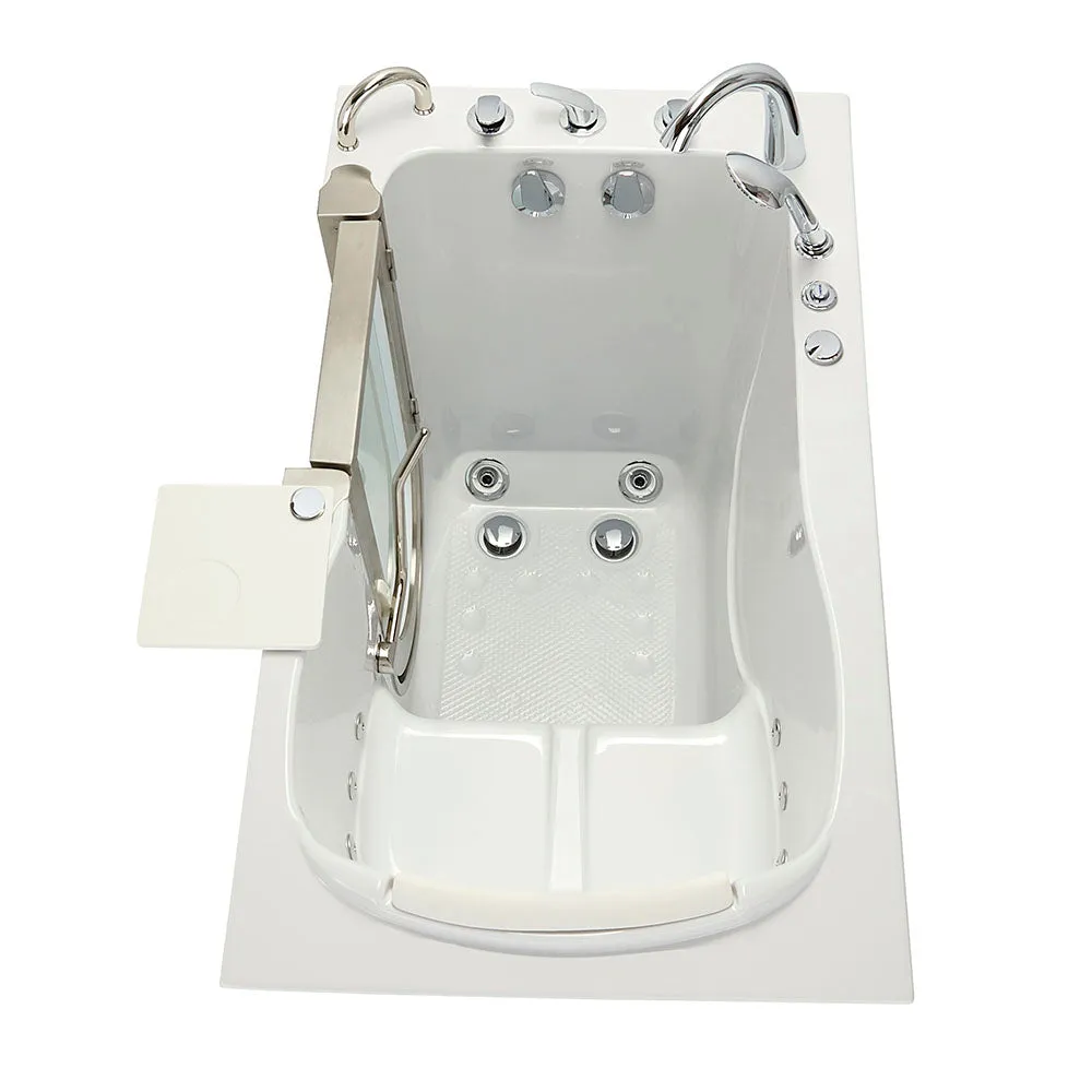 Ella Peitite 28"x52" Acrylic Hydro Massage Walk-In Bathtub with Left Inward Swing Door, Heated Seat, 5 Piece Fast Fill Faucet, 2" Dual Drain