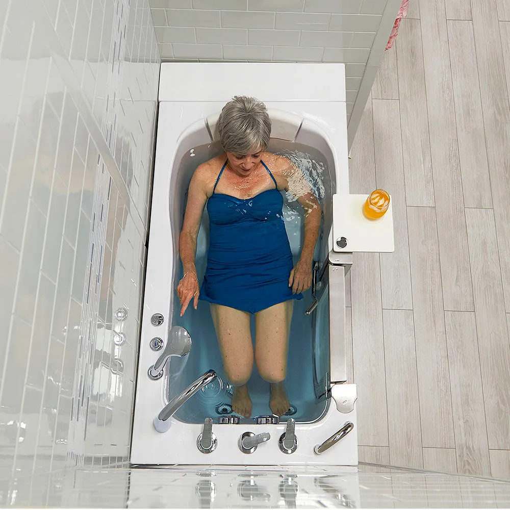Ella Peitite 28"x52" Acrylic Hydro Massage Walk-In Bathtub with Left Inward Swing Door, Heated Seat, 5 Piece Fast Fill Faucet, 2" Dual Drain