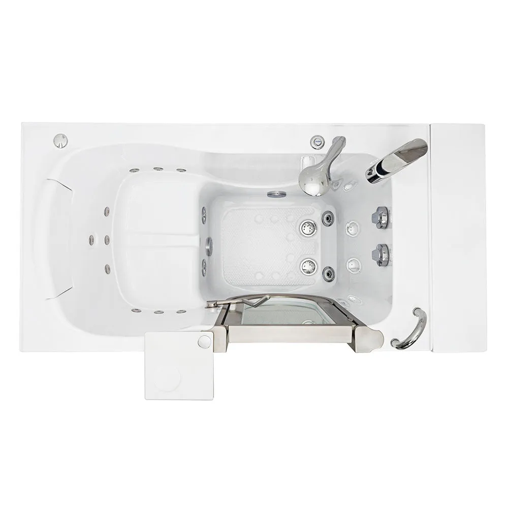 Ella Peitite 28"x52" Acrylic Hydro Massage Walk-In Bathtub with Right Inward Swing Door, Heated Seat, 2 Piece Fast Fill Faucet, 2" Dual Drain