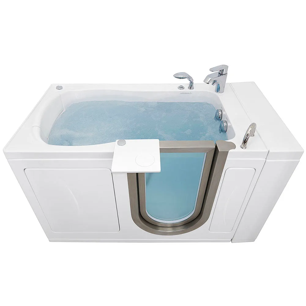 Ella Peitite 28"x52" Acrylic Hydro Massage Walk-In Bathtub with Right Inward Swing Door, Heated Seat, 2 Piece Fast Fill Faucet, 2" Dual Drain