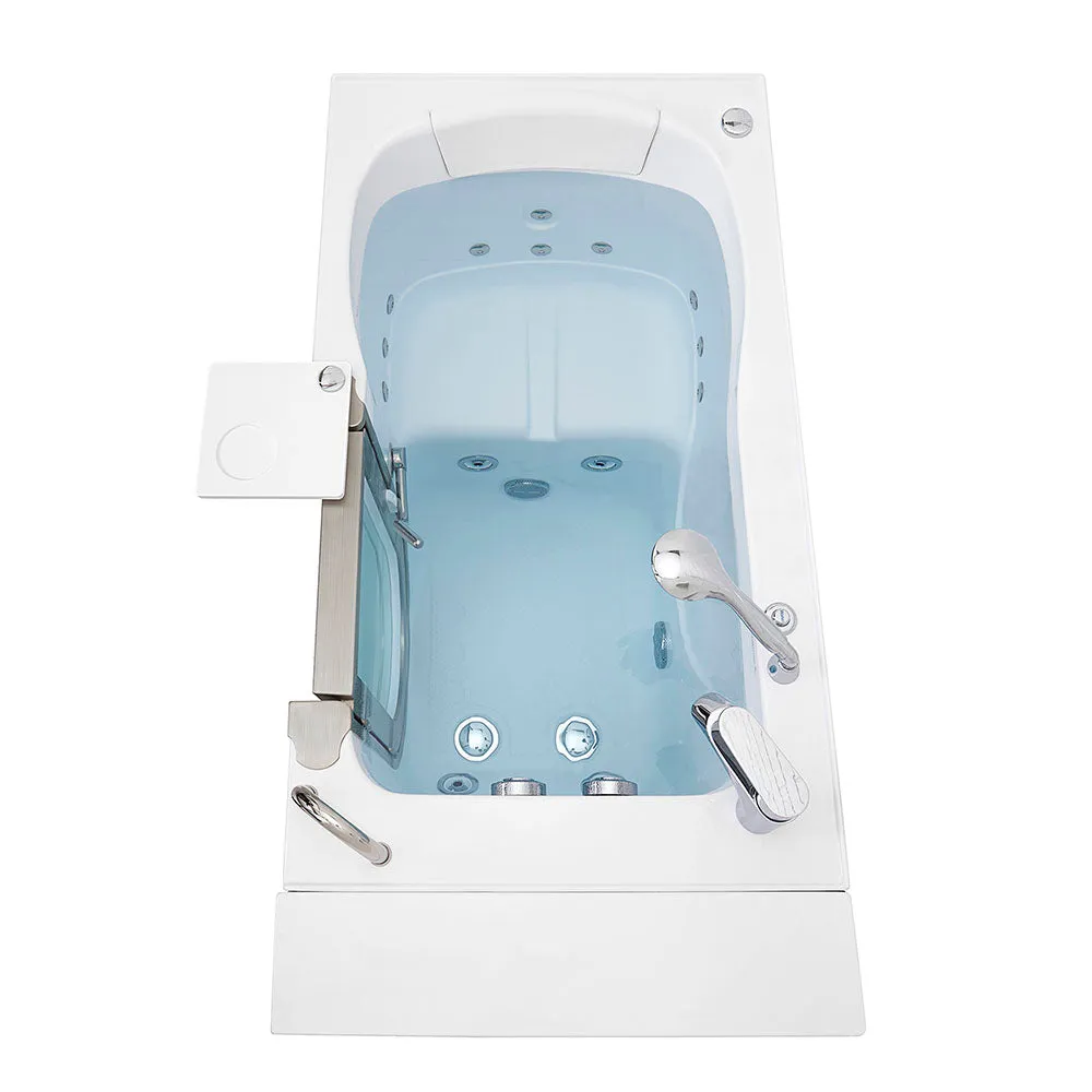 Ella Peitite 28"x52" Acrylic Hydro Massage Walk-In Bathtub with Right Inward Swing Door, Heated Seat, 2 Piece Fast Fill Faucet, 2" Dual Drain