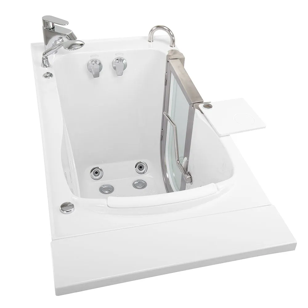 Ella Peitite 28"x52" Acrylic Hydro Massage Walk-In Bathtub with Right Inward Swing Door, Heated Seat, 2 Piece Fast Fill Faucet, 2" Dual Drain