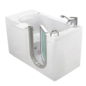 Ella Peitite 28"x52" Acrylic Hydro Massage Walk-In Bathtub with Right Inward Swing Door, Heated Seat, 2 Piece Fast Fill Faucet, 2" Dual Drain