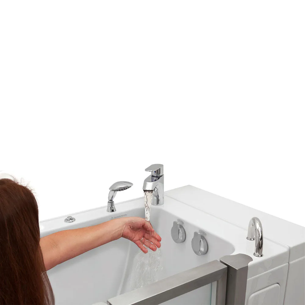 Ella Peitite 28"x52" Acrylic Hydro Massage Walk-In Bathtub with Right Inward Swing Door, Heated Seat, 2 Piece Fast Fill Faucet, 2" Dual Drain