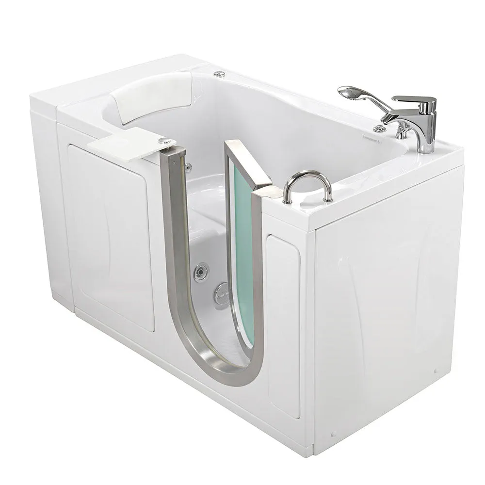 Ella Peitite 28"x52" Acrylic Hydro Massage Walk-In Bathtub with Right Inward Swing Door, Heated Seat, 2 Piece Fast Fill Faucet, 2" Dual Drain