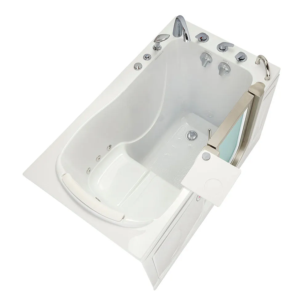 Ella Peitite 28"x52" Acrylic Hydro Massage Walk-In Bathtub with Right Inward Swing Door, Heated Seat, 5 Piece Fast Fill Faucet, 2" Dual Drain
