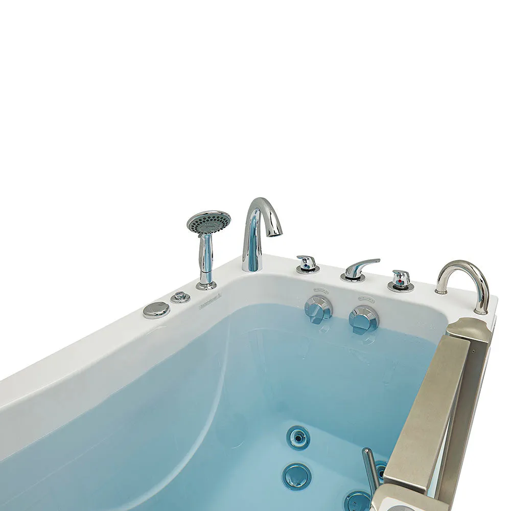 Ella Peitite 28"x52" Acrylic Hydro Massage Walk-In Bathtub with Right Inward Swing Door, Heated Seat, 5 Piece Fast Fill Faucet, 2" Dual Drain