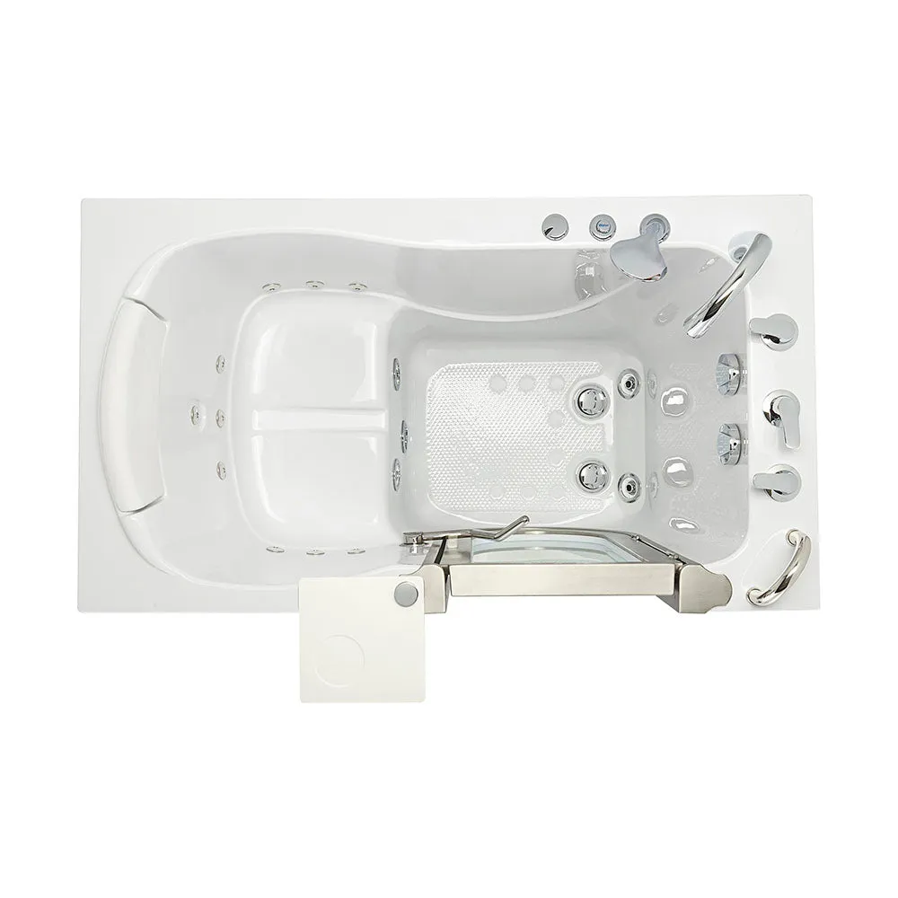 Ella Peitite 28"x52" Acrylic Hydro Massage Walk-In Bathtub with Right Inward Swing Door, Heated Seat, 5 Piece Fast Fill Faucet, 2" Dual Drain
