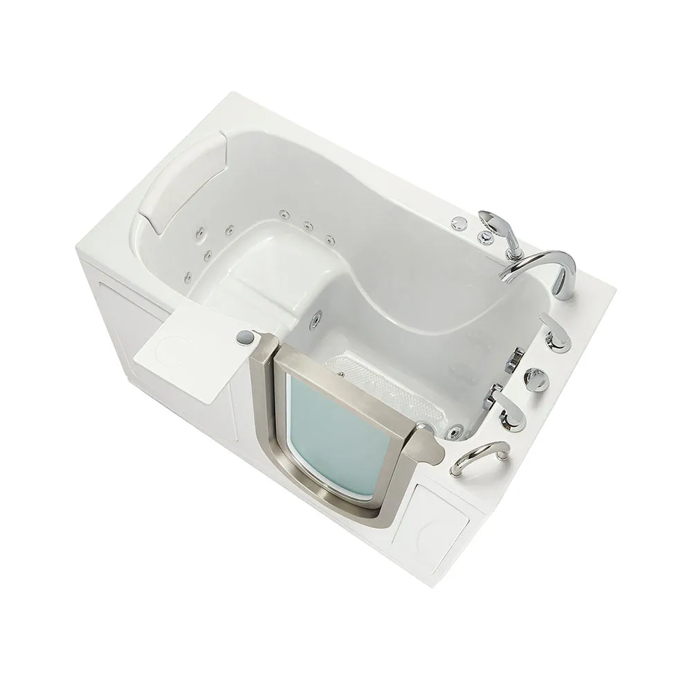 Ella Peitite 28"x52" Acrylic Hydro Massage Walk-In Bathtub with Right Inward Swing Door, Heated Seat, 5 Piece Fast Fill Faucet, 2" Dual Drain