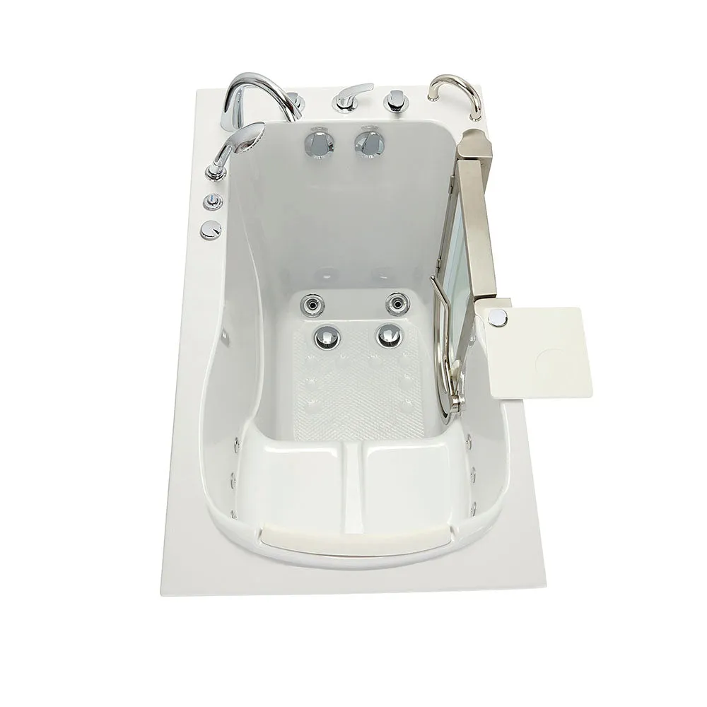 Ella Peitite 28"x52" Acrylic Hydro Massage Walk-In Bathtub with Right Inward Swing Door, Heated Seat, 5 Piece Fast Fill Faucet, 2" Dual Drain