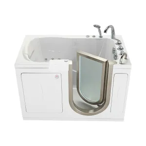 Ella Peitite 28"x52" Acrylic Hydro Massage Walk-In Bathtub with Right Inward Swing Door, Heated Seat, 5 Piece Fast Fill Faucet, 2" Dual Drain