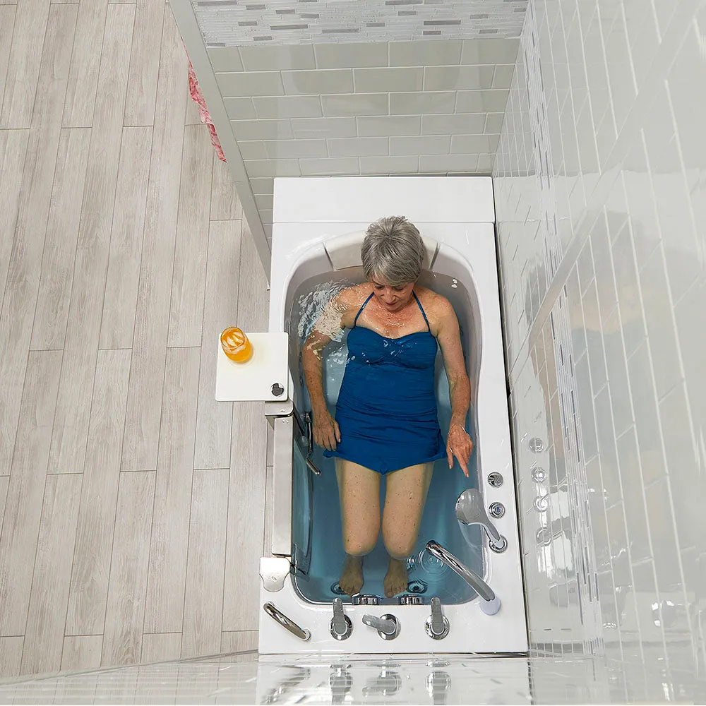 Ella Peitite 28"x52" Acrylic Hydro Massage Walk-In Bathtub with Right Inward Swing Door, Heated Seat, 5 Piece Fast Fill Faucet, 2" Dual Drain