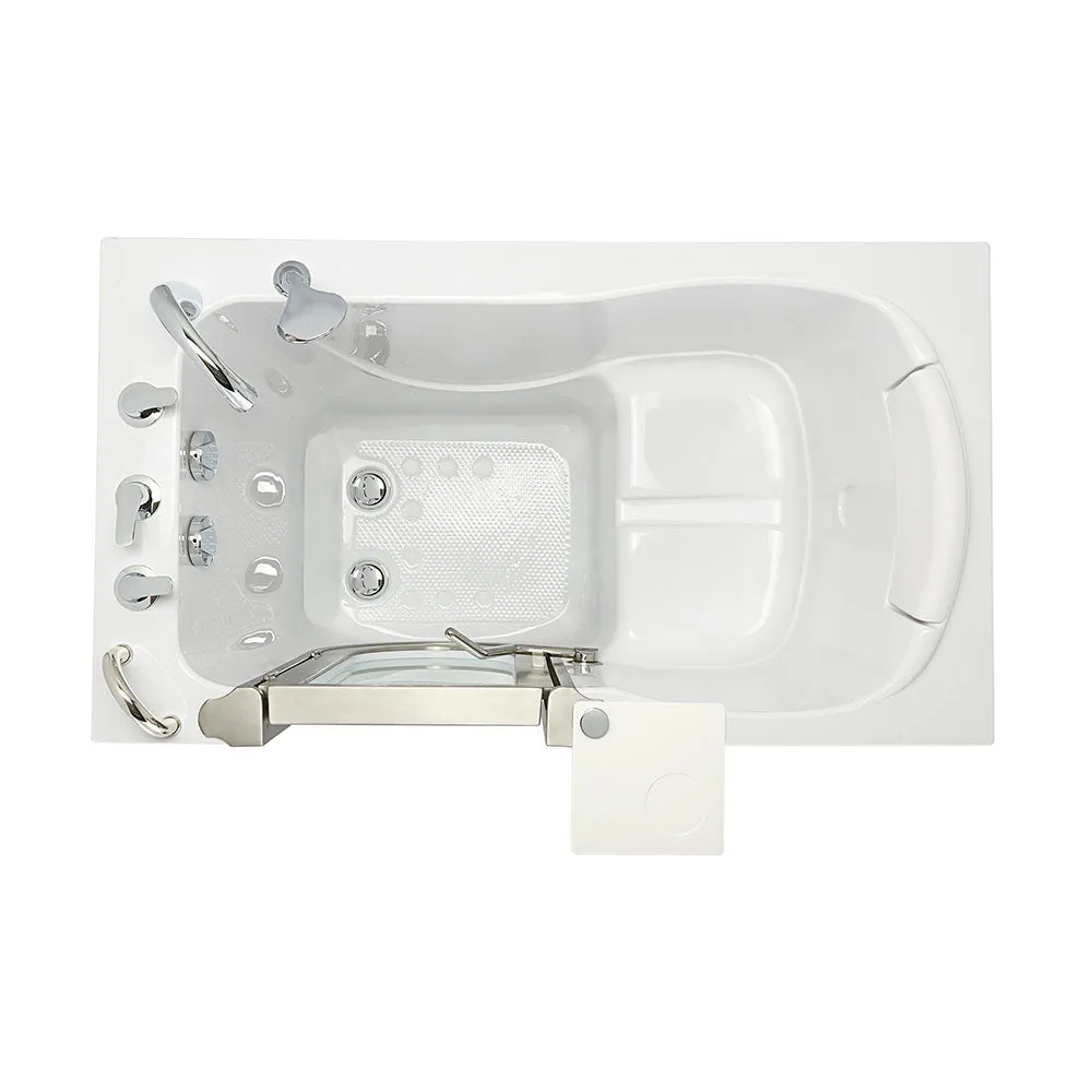 Ella Peitite 28"x52" Acrylic Soaking Walk-In-Bathtub, Left Inward Swing Door, 5 Piece Fast Fill Faucet, 2" Dual Drain