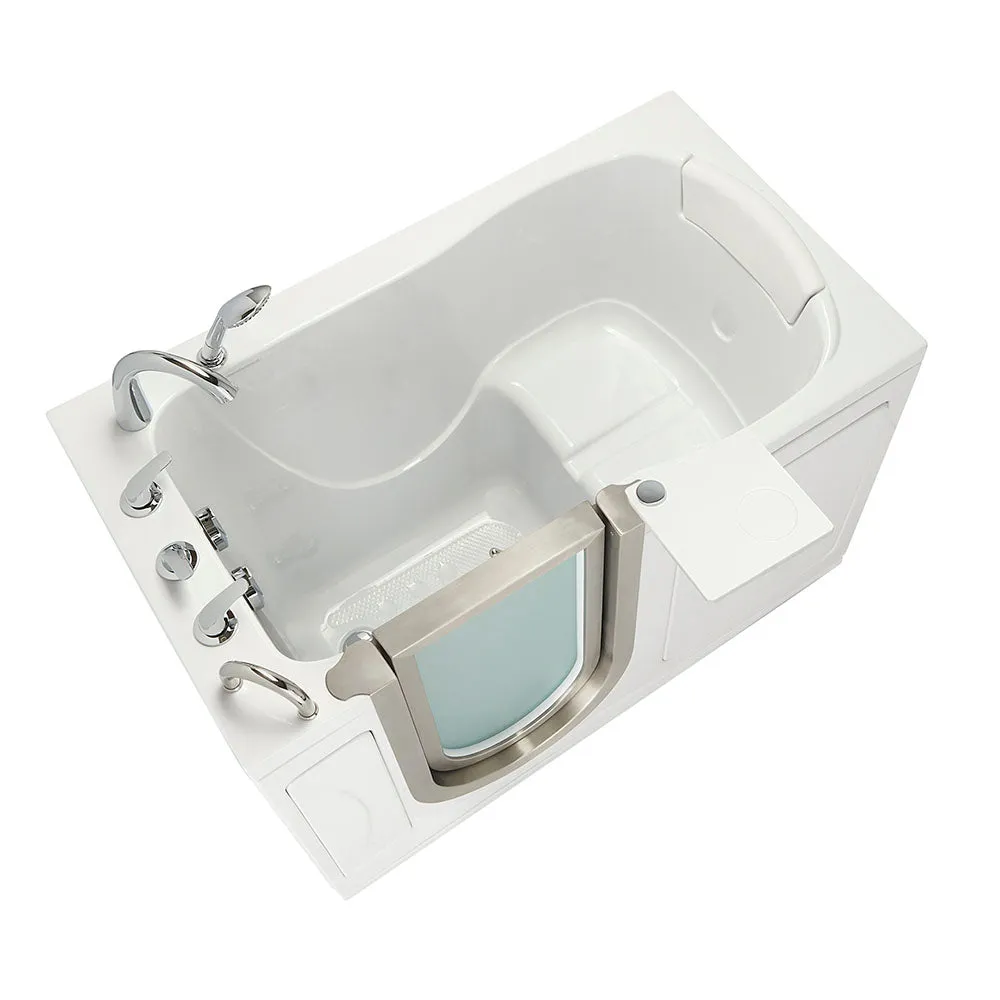 Ella Peitite 28"x52" Acrylic Soaking Walk-In-Bathtub, Left Inward Swing Door, 5 Piece Fast Fill Faucet, 2" Dual Drain