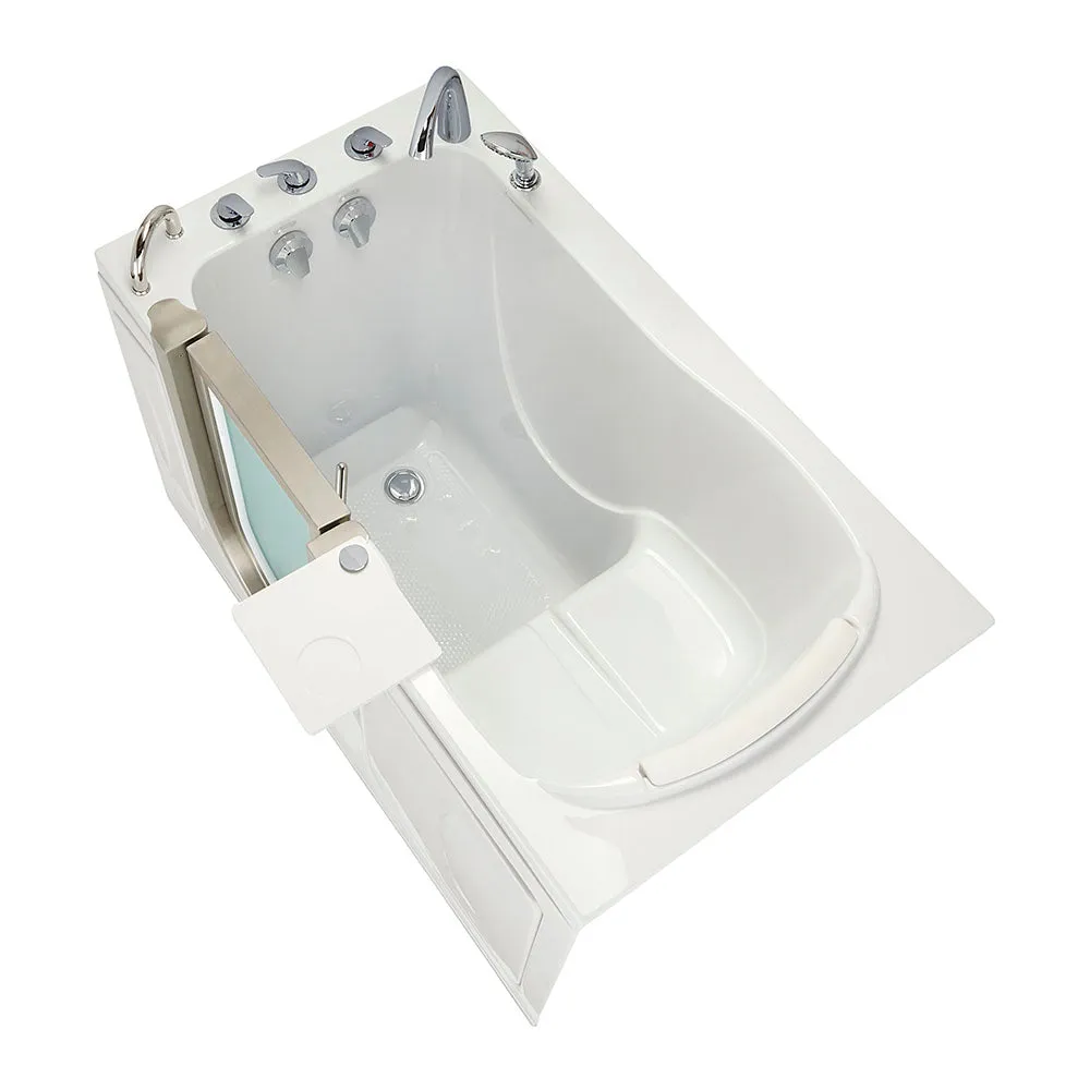 Ella Peitite 28"x52" Acrylic Soaking Walk-In-Bathtub, Left Inward Swing Door, 5 Piece Fast Fill Faucet, 2" Dual Drain