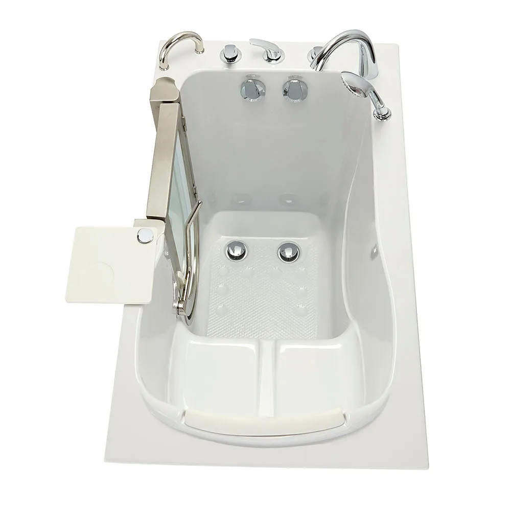 Ella Peitite 28"x52" Acrylic Soaking Walk-In-Bathtub, Left Inward Swing Door, 5 Piece Fast Fill Faucet, 2" Dual Drain