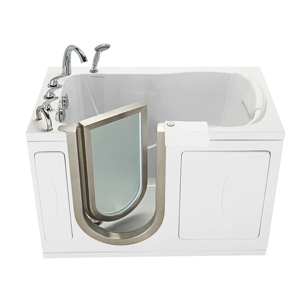 Ella Peitite 28"x52" Acrylic Soaking Walk-In-Bathtub, Left Inward Swing Door, 5 Piece Fast Fill Faucet, 2" Dual Drain