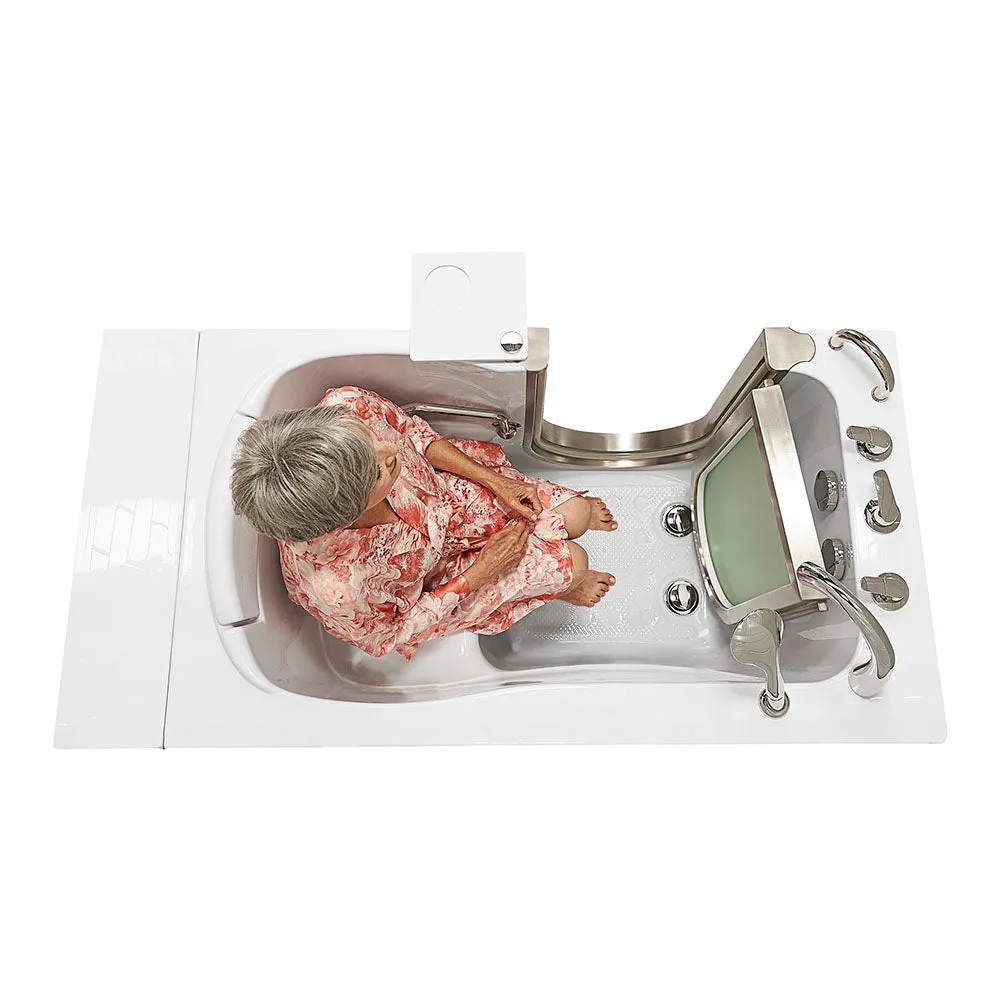 Ella Peitite 28"x52" Acrylic Soaking Walk-In-Bathtub, Left Inward Swing Door, 5 Piece Fast Fill Faucet, 2" Dual Drain