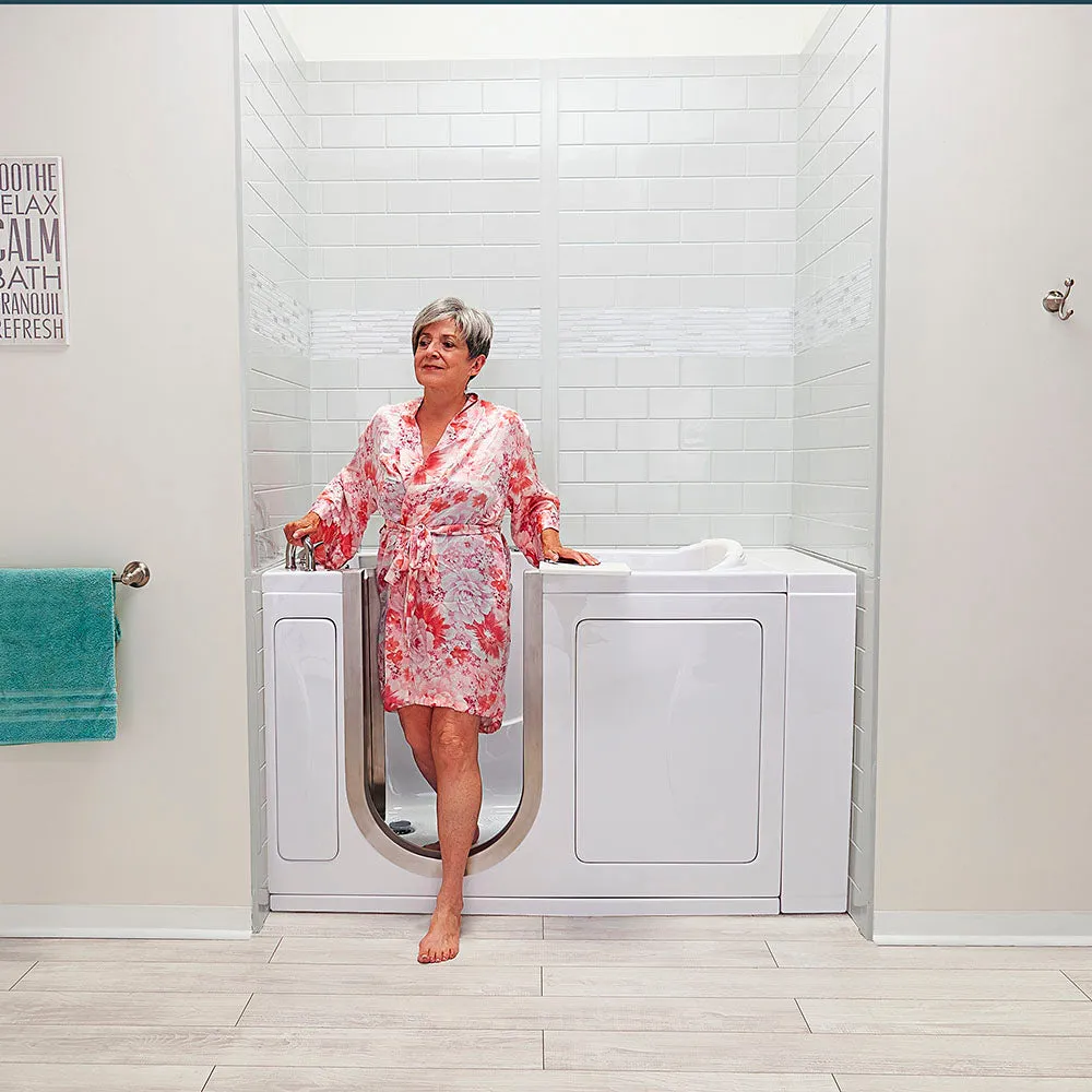 Ella Peitite 28"x52" Acrylic Soaking Walk-In-Bathtub, Left Inward Swing Door, 5 Piece Fast Fill Faucet, 2" Dual Drain