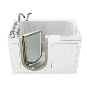 Ella Peitite 28"x52" Acrylic Soaking Walk-In-Bathtub, Left Inward Swing Door, 5 Piece Fast Fill Faucet, 2" Dual Drain