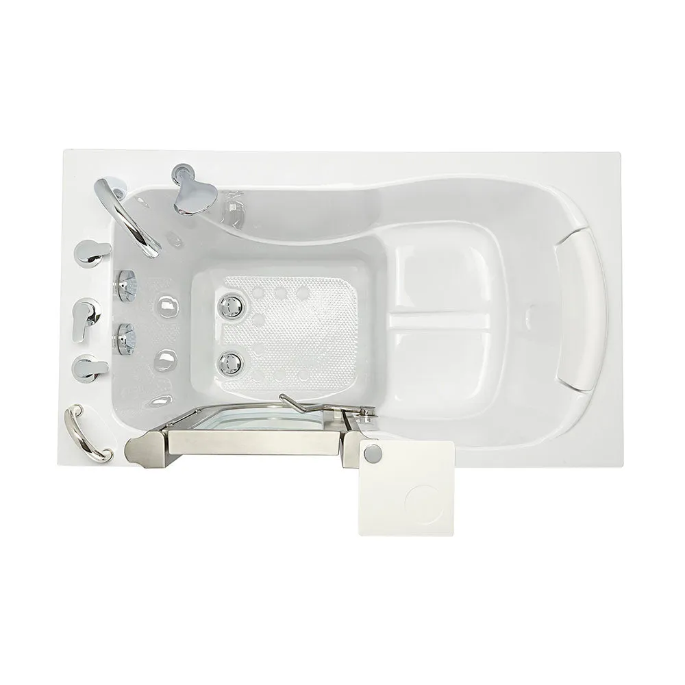 Ella Peitite 28"x52" Acrylic Soaking Walk-In-Bathtub, Left Inward Swing Door, Heated Seat,  5 Piece Fast Fill Faucet, 2" Dual Drain
