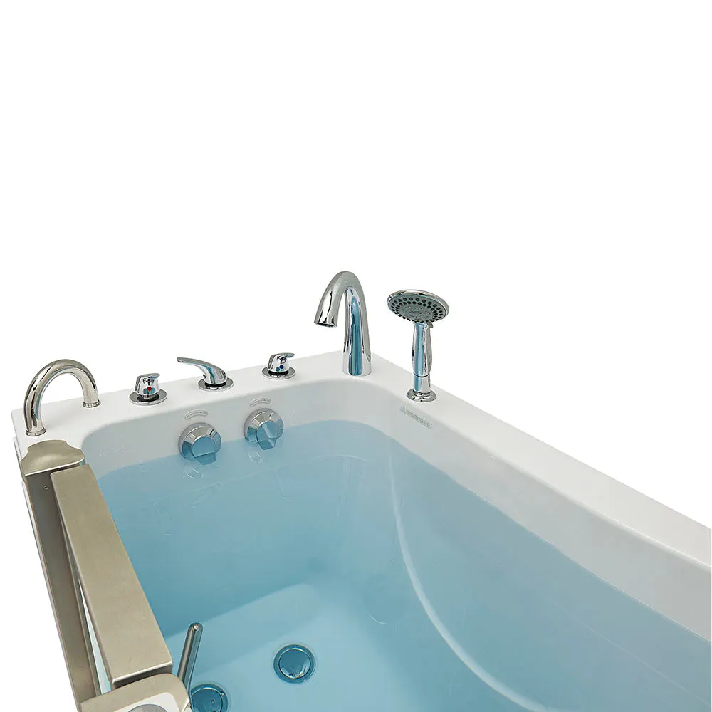 Ella Peitite 28"x52" Acrylic Soaking Walk-In-Bathtub, Left Inward Swing Door, Heated Seat,  5 Piece Fast Fill Faucet, 2" Dual Drain