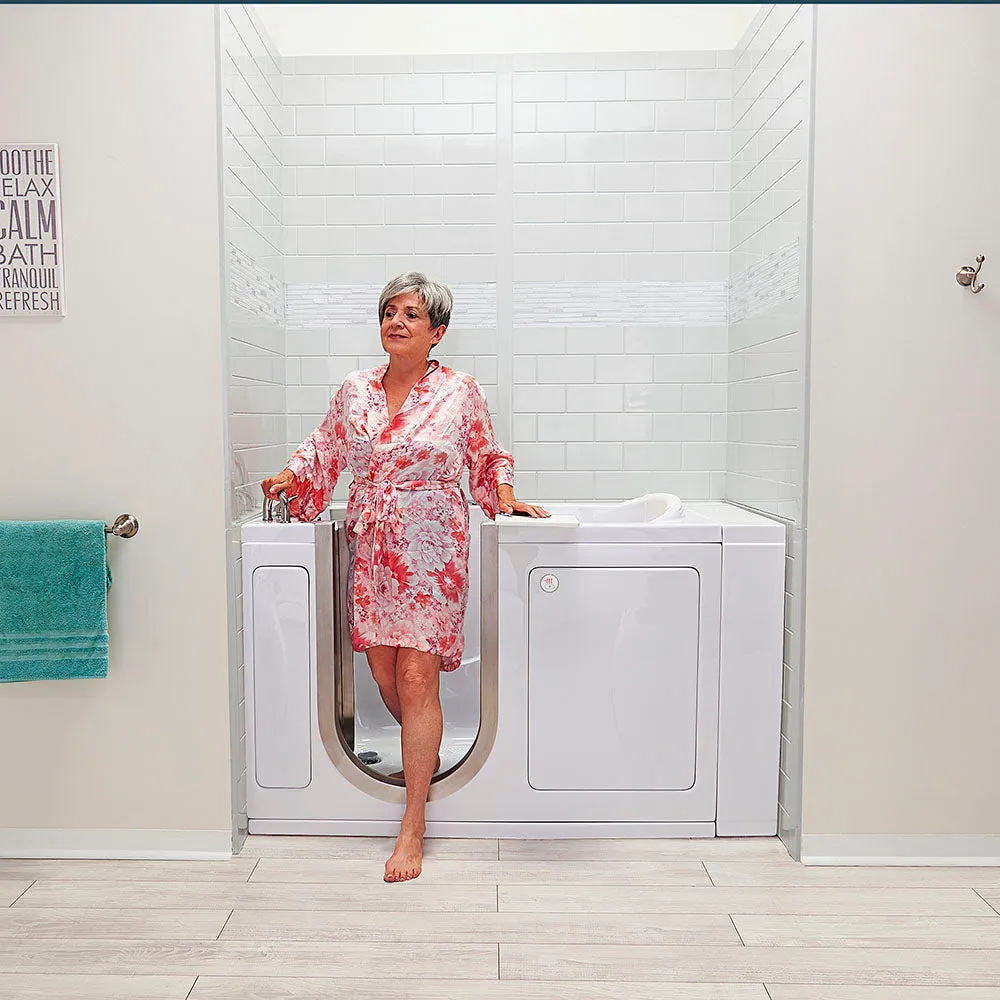 Ella Peitite 28"x52" Acrylic Soaking Walk-In-Bathtub, Left Inward Swing Door, Heated Seat,  5 Piece Fast Fill Faucet, 2" Dual Drain