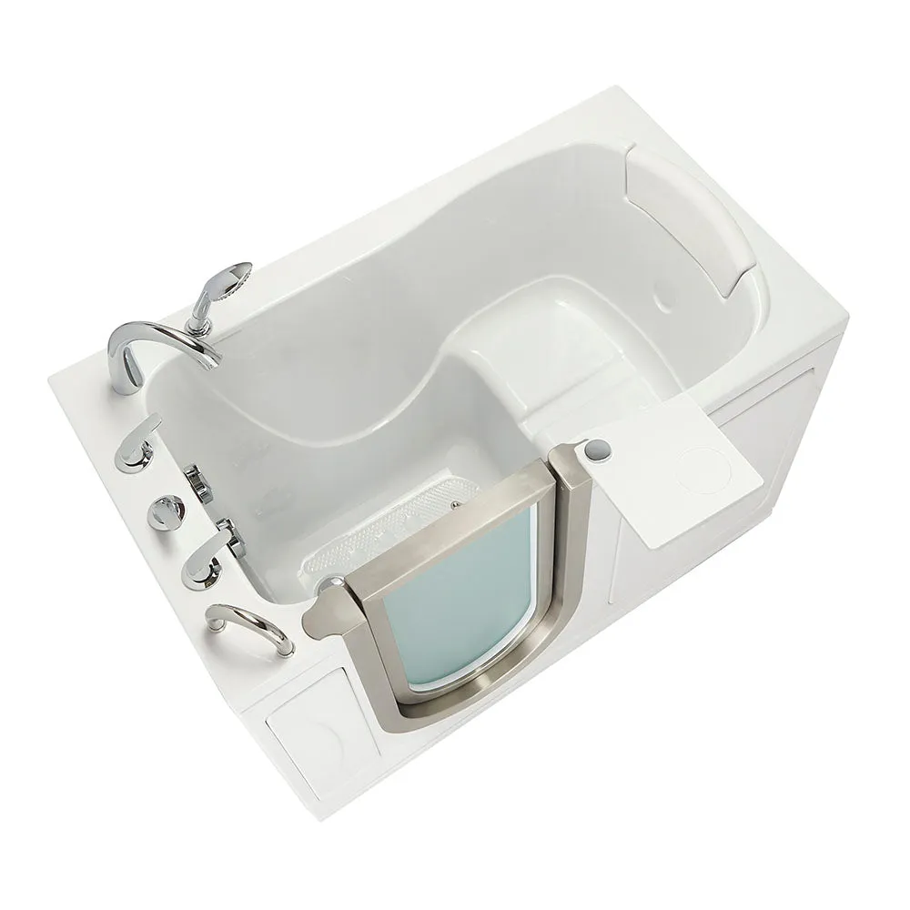 Ella Peitite 28"x52" Acrylic Soaking Walk-In-Bathtub, Left Inward Swing Door, Heated Seat,  5 Piece Fast Fill Faucet, 2" Dual Drain