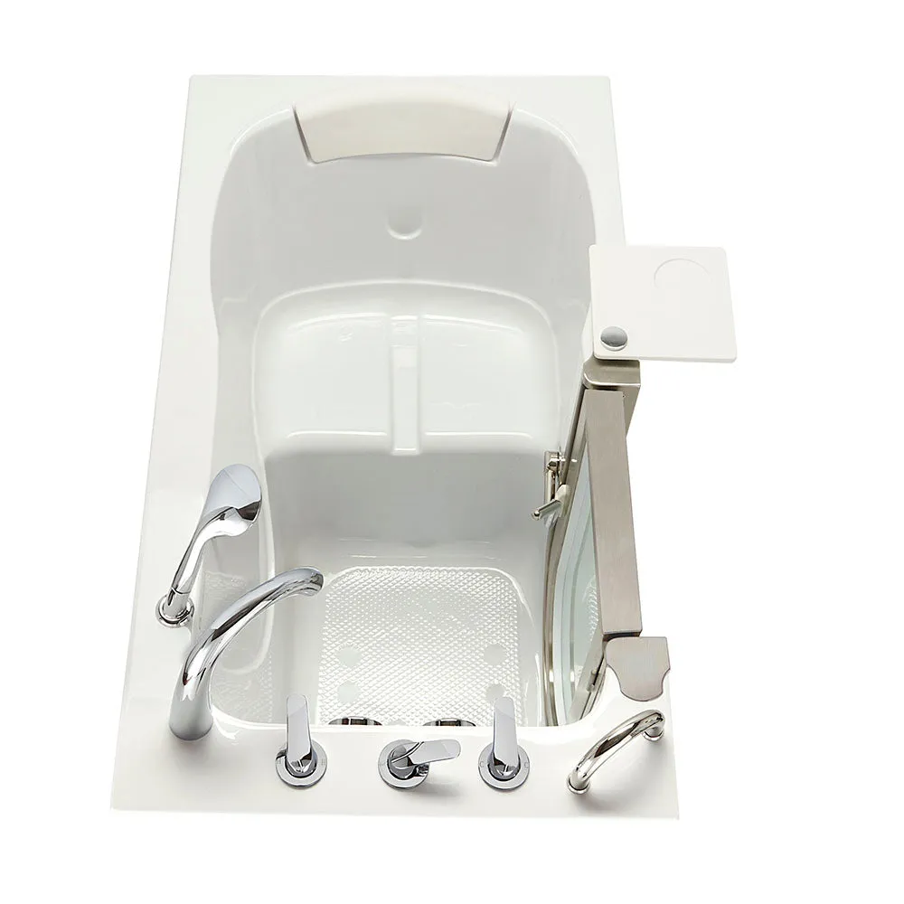 Ella Peitite 28"x52" Acrylic Soaking Walk-In-Bathtub, Left Inward Swing Door, Heated Seat,  5 Piece Fast Fill Faucet, 2" Dual Drain