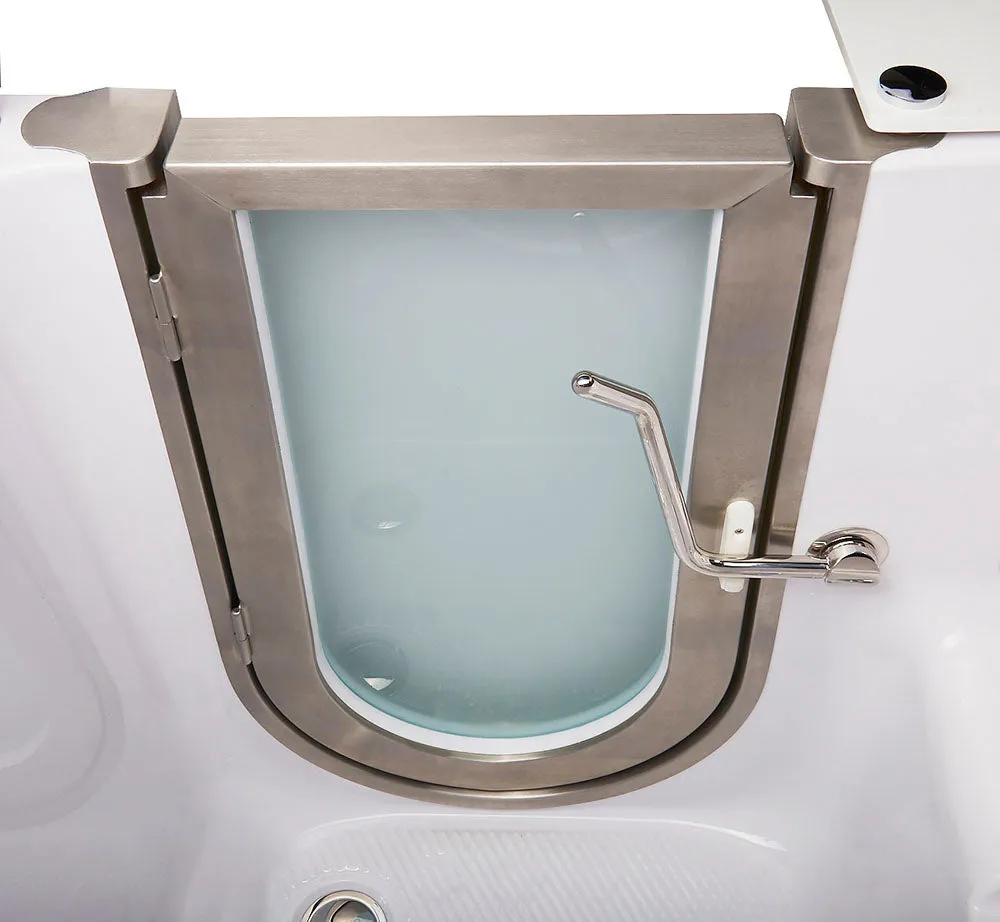 Ella Peitite 28"x52" Acrylic Soaking Walk-In-Bathtub, Right Inward Swing Door, 2 Piece Fast Fill Faucet, 2" Dual Drain
