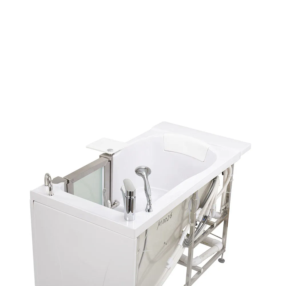 Ella Peitite 28"x52" Acrylic Soaking Walk-In-Bathtub, Right Inward Swing Door, Heated Seat,  2 Piece Fast Fill Faucet, 2" Dual Drain