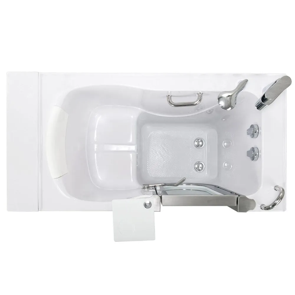 Ella Peitite 28"x52" Acrylic Soaking Walk-In-Bathtub, Right Inward Swing Door, Heated Seat,  2 Piece Fast Fill Faucet, 2" Dual Drain