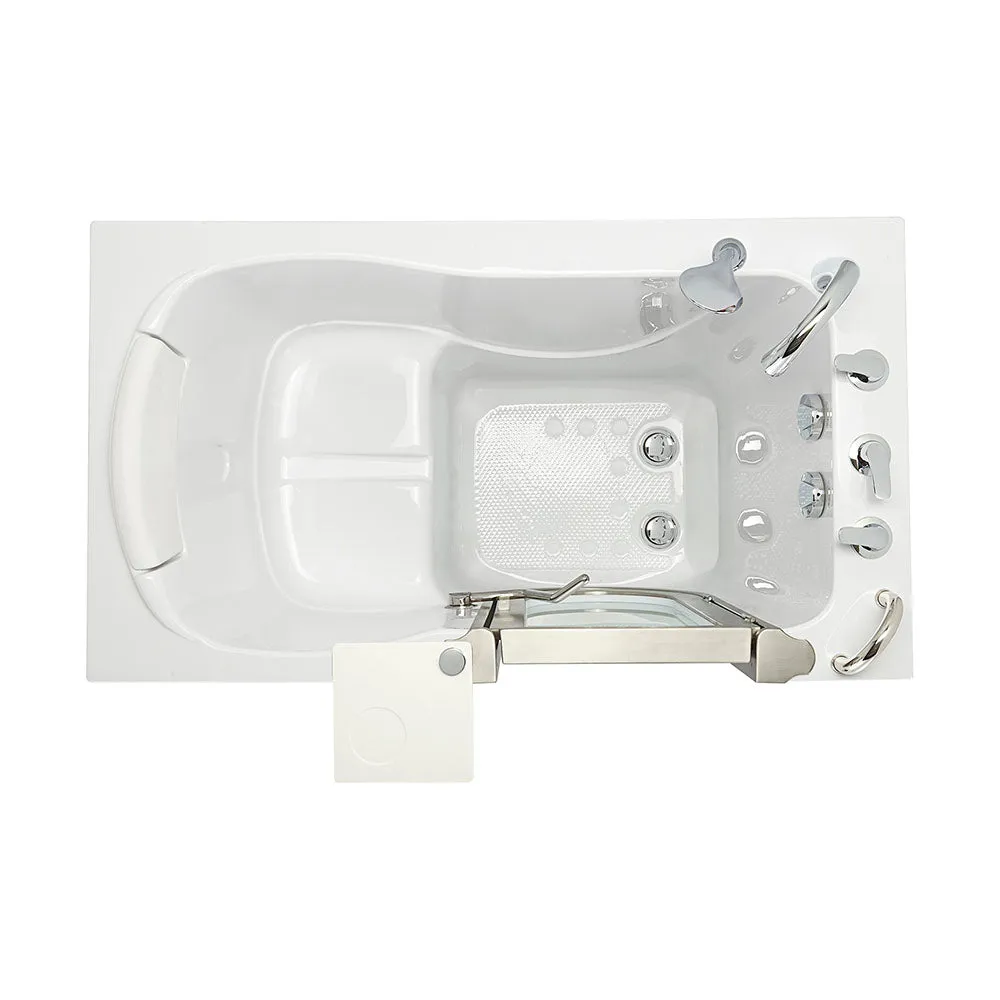Ella Peitite 28"x52" Acrylic Soaking Walk-In-Bathtub, Right Inward Swing Door, Heated Seat,  5 Piece Fast Fill Faucet, 2" Dual Drain