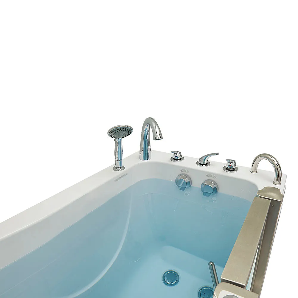 Ella Peitite 28"x52" Acrylic Soaking Walk-In-Bathtub, Right Inward Swing Door, Heated Seat,  5 Piece Fast Fill Faucet, 2" Dual Drain