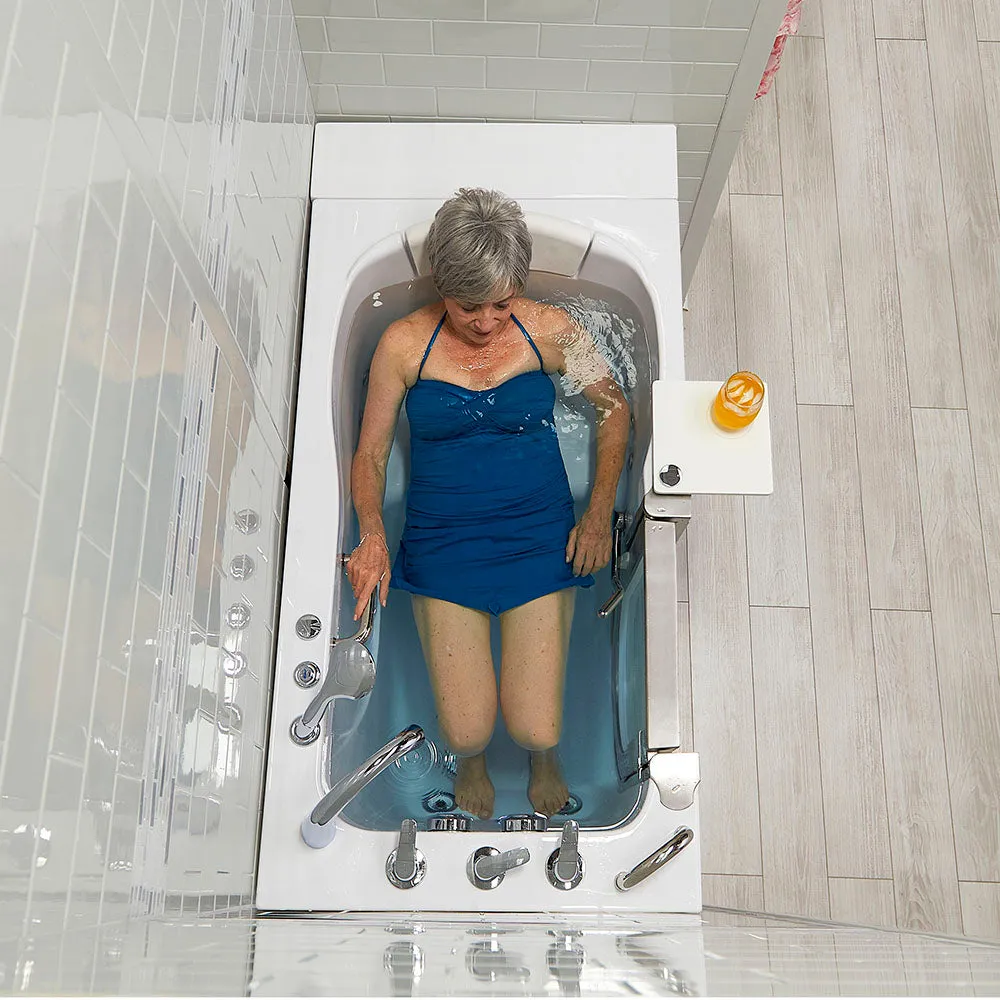Ella Royal 32"x52" Acrylic Hydro Massage Walk-In Bathtub with Left Inward Swing Door, Heated Seat, 5 Piece Fast Fill Faucet, 2" Dual Drain