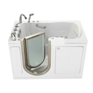 Ella Royal 32"x52" Acrylic Hydro Massage Walk-In Bathtub with Left Inward Swing Door, Heated Seat, 5 Piece Fast Fill Faucet, 2" Dual Drain